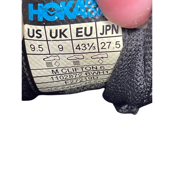 Hoka One Clifton 6 Mens Black/White Running Walking Shoes Size 9.5M - Picture 8 of 13